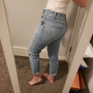 refuge Jeans - Refuge Cropped Ripped Medium Blue Wash Jeans refuge Jeans - Refuge Cropped Ripped Medium Blue Wash Jeans